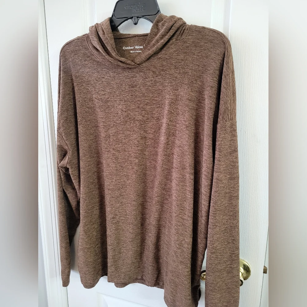 Outdoor Voices CloudKnit Relaxed Oversized Hoodie in Chocolate Brown Size Small